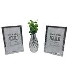 Kit Decorativo Vaso Geométrico E Dois Porta Retrato Prateado
