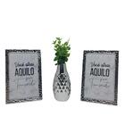 Kit Decorativo Vaso Geométrico E Dois Porta Retrato Prateado