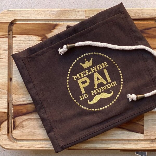 Kit Dia Dos Pais Tabua Melhor Pai Do Mundo + Avental Bordado