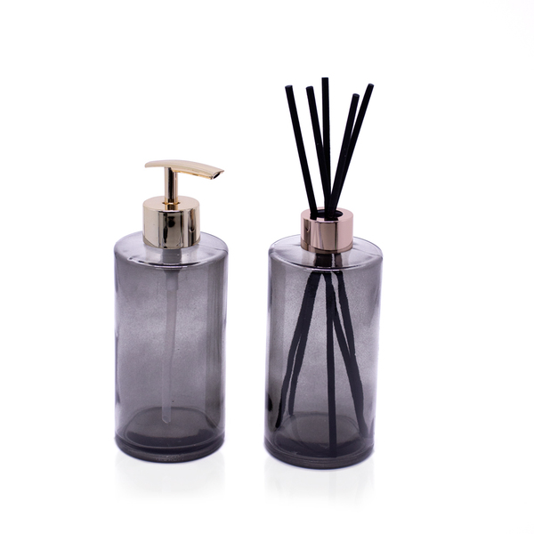 Kit Difusor E Porta Sabonete Liquido De Vidro Preto - D'rossi