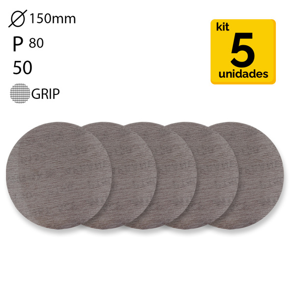 Kit Disco De Lixa Abranet Ace 6 ''/ 150mm P80 Mirka - 5 Unida