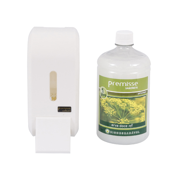 Kit Dispenser para Sabonete Líquido e Sabonete Líquido 1L Compacta Premisse