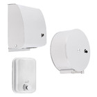 Kit com Porta Papel Toalha, Porta Sabonete Líquido 500ml e Porta Papel Higiênico Rolo Aço Inox Biovis