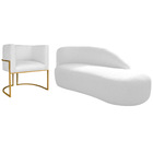 Kit Divã Luna 140cm Lado Direito E 01 Poltrona Base De Ferro