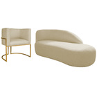 Kit Divã Luna 140cm Lado Direito E 01 Poltrona Base De Ferro