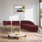 Kit Divã Luna 140cm Lado Direito E 02 Poltronas Base De Ferro