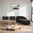 Kit Divã Luna 140cm Lado Direito E 02 Poltronas Base De Ferro