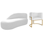 Kit Divã Luna 140cm Lado Esquerdo E 01 Poltrona Base De Ferro