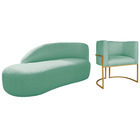 Kit Divã Luna 140cm Lado Esquerdo E 01 Poltrona Base De Ferro