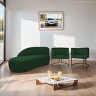 Kit Divã Luna 140cm Lado Esquerdo E 02 Poltronas Base De Ferr