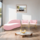 Kit Divã Luna 140cm Lado Esquerdo E 02 Poltronas Base De Ferr