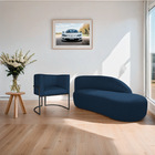 Kit Divã Luna 160cm Lado Direito E 01 Poltrona Base De Ferro