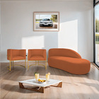 Kit Divã Luna 160cm Lado Direito E 02 Poltronas Base De Ferro