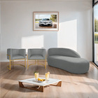 Kit Divã Luna 160cm Lado Direito E 02 Poltronas Base De Ferro