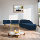 Kit Divã Luna 160cm Lado Direito E 02 Poltronas Base De Ferro