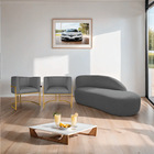 Kit Divã Luna 160cm Lado Direito E 02 Poltronas Base De Ferro