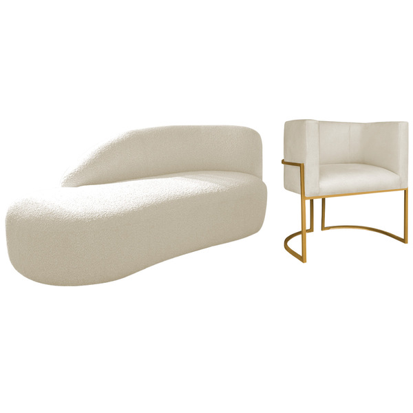 Kit Divã Luna 160cm Lado Esquerdo E 01 Poltrona Base De Ferro