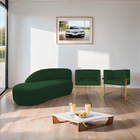 Kit Divã Luna 160cm Lado Esquerdo E 02 Poltronas Base De Ferr