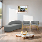 Kit Divã Luna 160cm Lado Esquerdo E 02 Poltronas Base De Ferr