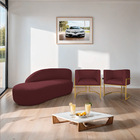 Kit Divã Luna 160cm Lado Esquerdo E 02 Poltronas Base De Ferr