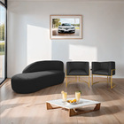 Kit Divã Luna 160cm Lado Esquerdo E 02 Poltronas Base De Ferr