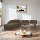 Kit Divã Luna 160cm Lado Esquerdo E 02 Poltronas Base De Ferr