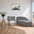 Kit Divã Luna 185cm Lado Direito E 01 Poltrona Base De Ferro