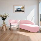 Kit Divã Luna 185cm Lado Direito E 01 Poltrona Base De Ferro