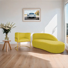 Kit Divã Luna 185cm Lado Direito E 01 Poltrona Base De Ferro