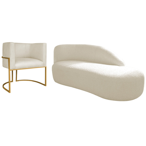 Kit Divã Luna 185cm Lado Direito E 01 Poltrona Base De Ferro