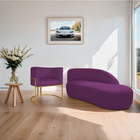 Kit Divã Luna 185cm Lado Direito E 01 Poltrona Base De Ferro