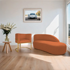 Kit Divã Luna 185cm Lado Direito E 01 Poltrona Base De Ferro