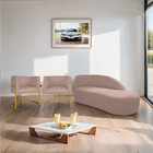 Kit Divã Luna 185cm Lado Direito E 02 Poltronas Base De Ferro