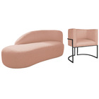 Kit Divã Luna 185cm Lado Esquerdo E 01 Poltrona Base De Ferro