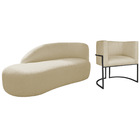 Kit Divã Luna 185cm Lado Esquerdo E 01 Poltrona Base De Ferro