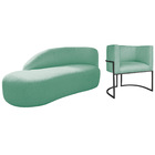 Kit Divã Luna 185cm Lado Esquerdo E 01 Poltrona Base De Ferro