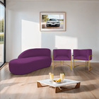 Kit Divã Luna 185cm Lado Esquerdo E 02 Poltronas Base De Ferr