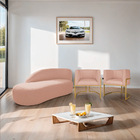 Kit Divã Luna 185cm Lado Esquerdo E 02 Poltronas Base De Ferr