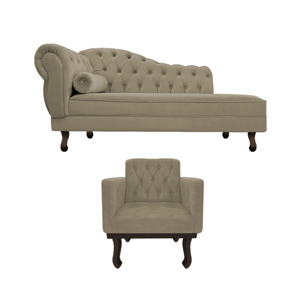 Kit Diva Recamier Diana 120cm Lado Direito E 1 Poltrona Class