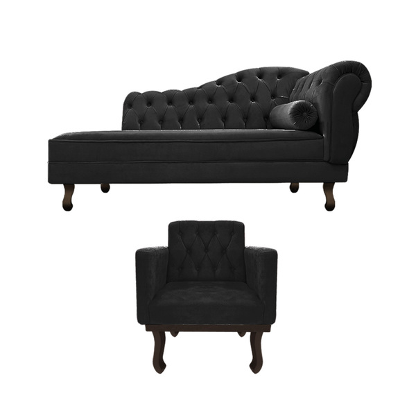 Kit Diva Recamier Diana 120cm Lado Esquerdo E 1 Poltrona Clas