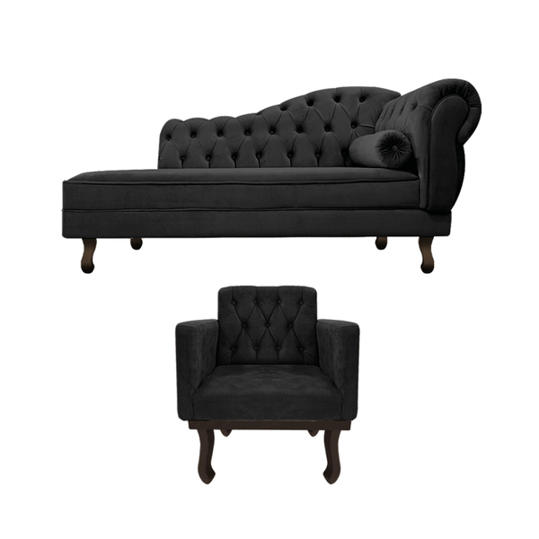 Kit Diva Recamier Diana 120cm Lado Esquerdo E 1 Poltrona Clas