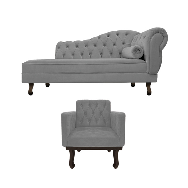 Kit Diva Recamier Diana 120cm Lado Esquerdo E 1 Poltrona Clas