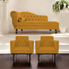 Kit Diva Recamier Diana 130cm Lado Direito E 02 Poltronas Cla