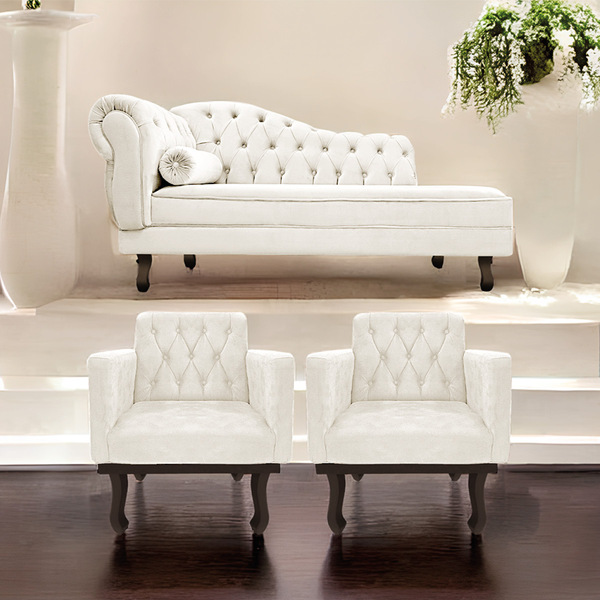 Kit Diva Recamier Diana 130cm Lado Direito E 02 Poltronas Cla