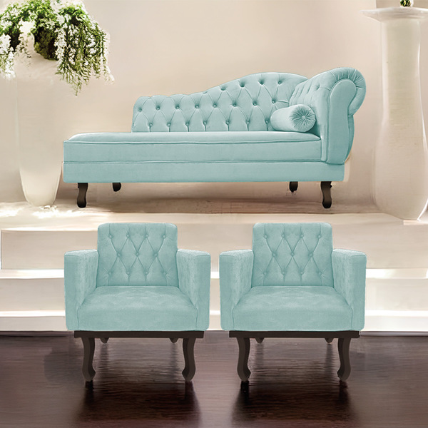 Kit Diva Recamier Diana 130cm Lado Esquerdo E 02 Poltronas Cl