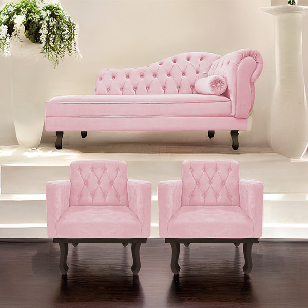 Kit Diva Recamier Diana 130cm Lado Esquerdo E 02 Poltronas Cl