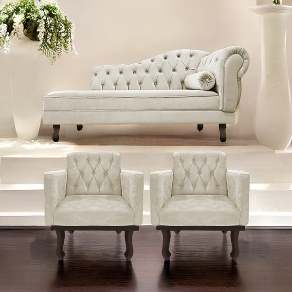 Kit Diva Recamier Diana 130cm Lado Esquerdo E 02 Poltronas Cl