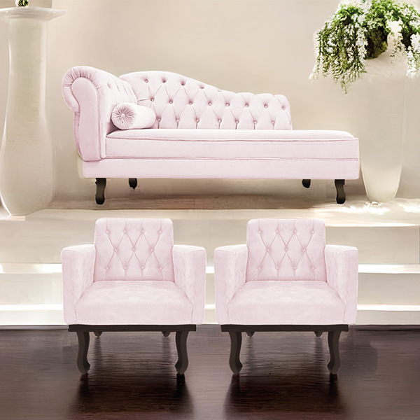 Kit Diva Recamier Diana 140cm Lado Direito E 02 Poltronas Cla