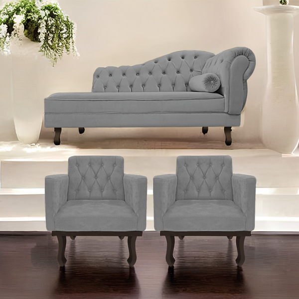 Kit Diva Recamier Diana 140cm Lado Esquerdo E 02 Poltronas Cl