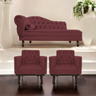 Kit Diva Recamier Diana 160cm Lado Direito E 02 Poltronas Cla